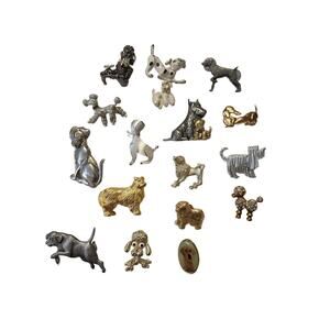 Vintage Dog Brooch Lot of 17, Vintage Lapel Pin Bundle